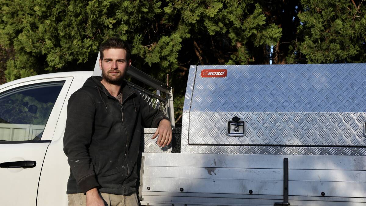 Blake Holmes report the theft from his ute to police. Picture: Adam McLean