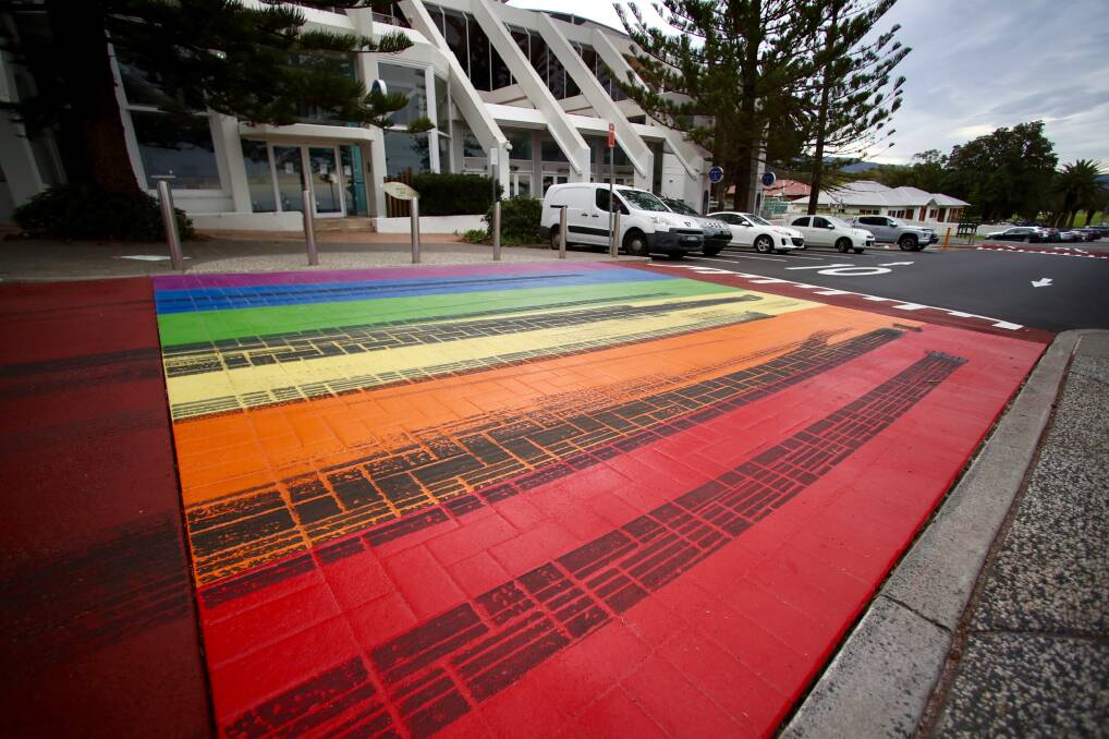 'Disappointing': A petition is calling on Wollongong Council to install CCTV cameras to catch hoons creating tyre marks on the rainbow crossing at North Wollongong. Picture: Adam McLean