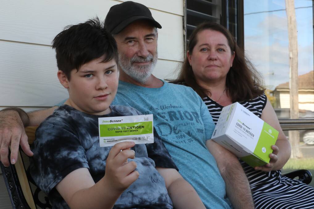 The Beer bought a packet of RATs so the children could be tested when returning to school to ensure they did not bring home COVID to their immunocompromised father. Now the NSW government has promised two RAT kits a week to every student. Picture: Robert Peet