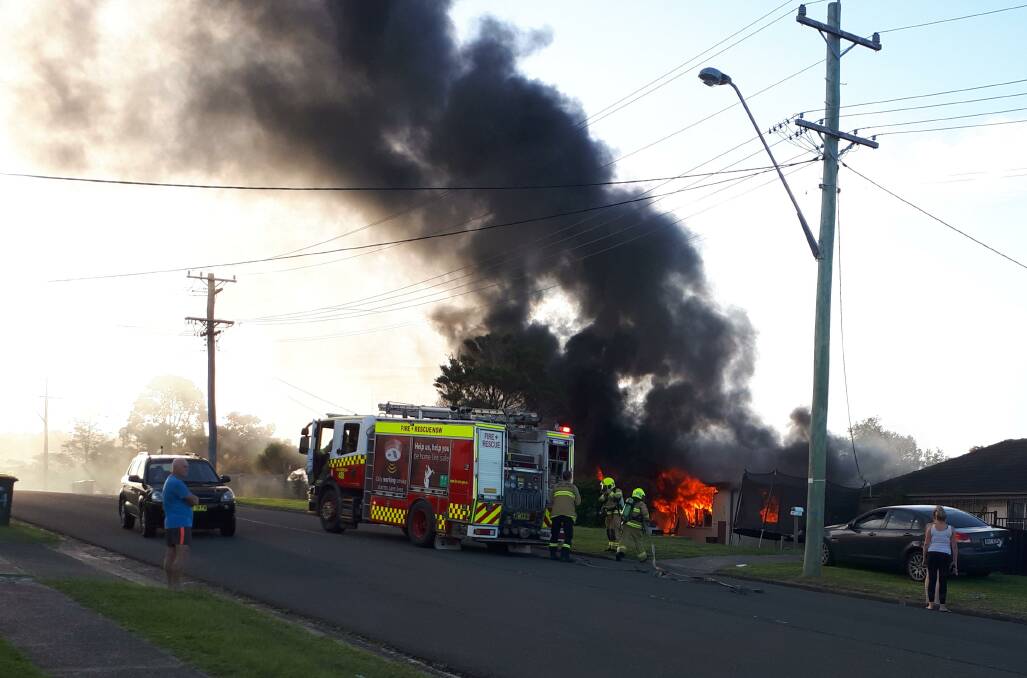 A Queen Street, Lake Illawara house was destroyed by fire on Thursday night. Picture: Supplied