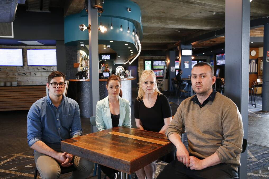 Plea to work together: Figtree Hotel managers Ben Griffin, Chantelle Botting, Elizabeth Lee and Andrew McWhirter are serious about complying with the public health order after the venue was fined. Picture: Anna Warr