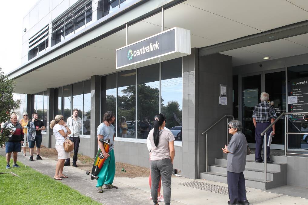 There have been lines of people at Centrelink buildings since the COVID-19 outbreak. Picture: Adam McLean