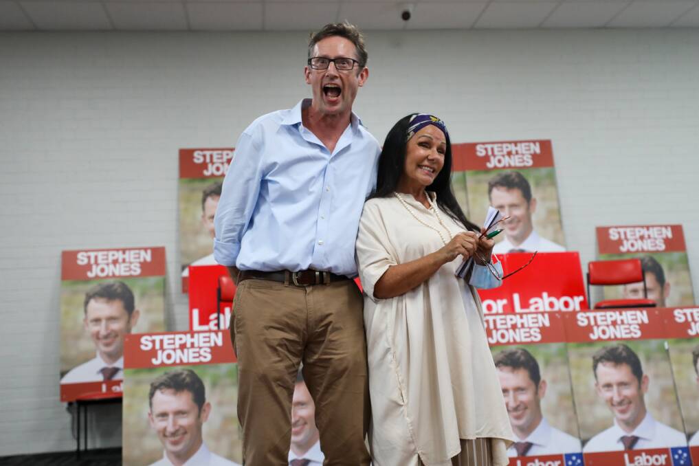 United: Labor spokeswoman for families, social services and Indigenous Australians Linda Burney spoke to a crowd of Labor caucus ahead of announcing Whitlam MP Stephen Jones' re-election campaign. Picture: Adam McLean