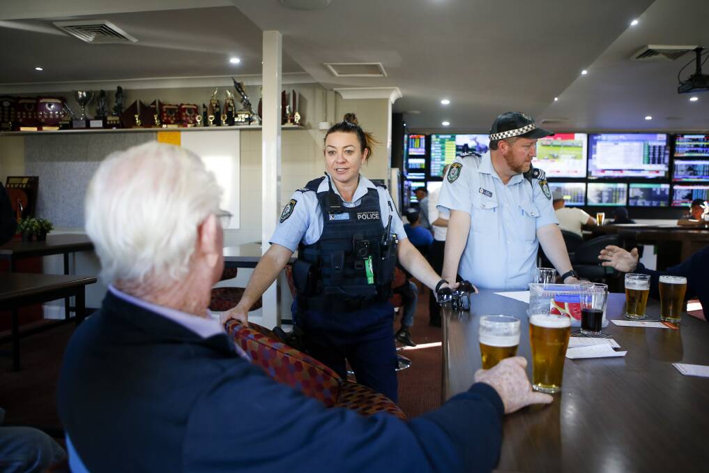 Senior Constable Taryn Jones and Sergeant Peter Northey enjoyed speaking to patrons at the hotel. Picture: Anna Warr