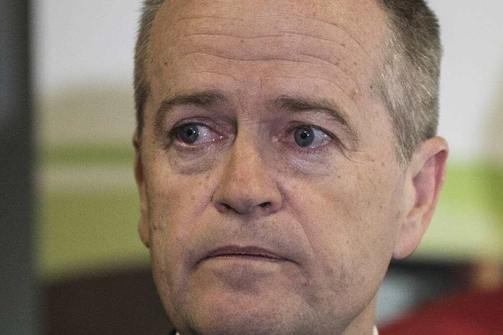 A teary Bill Shorten in Nowra on Wednesday. Picture: Dominic Lorrimer