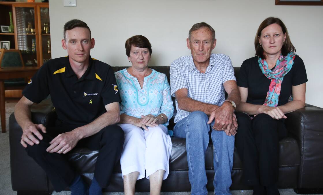 Speaking out: The Gorman family, who lost their son/brother in a truck crash, are calling on the state government to install median barriers along Picton Road. Picture: Adam Mclean