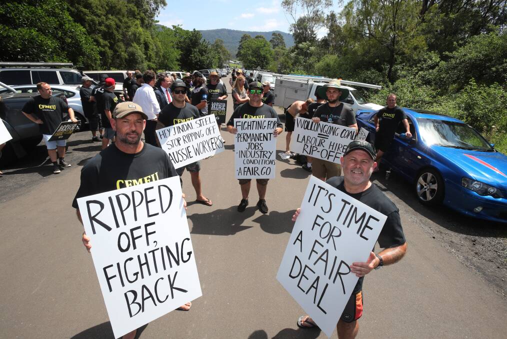 Fed up: Wongawilli miners took industrial action in an attempt to get job security and better working conditions. Picture: Robert Peet