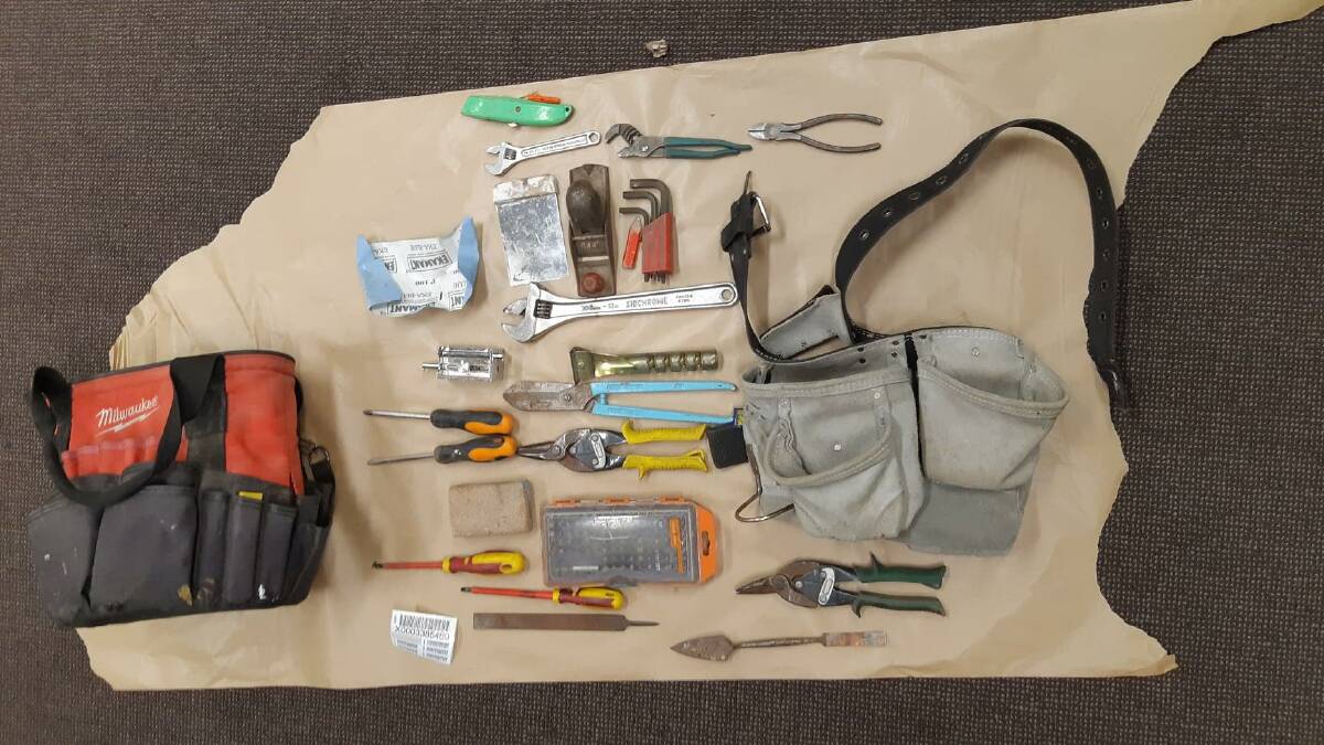 Some of the tools recovered. Police will allege they were stolen. Picture: Lake Illawarra Police