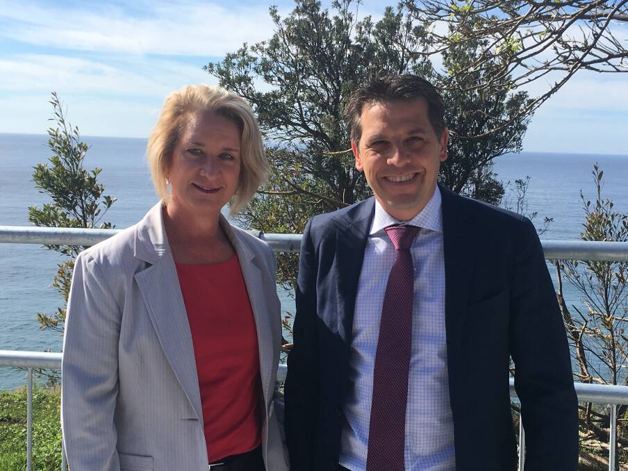 Keira MP Ryan Park launched a campaign aiming to secure funding for the improvement of local walking tracks with Labor candidate for Heathcote Maryanne Stuart at Wodi Wodi Trackhead on Tuesday. Picture: Supplied