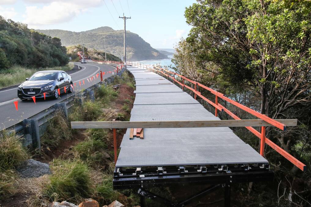 Construction of the Grand Pacific Walk near Murrawal Road in Coal Cliff in June.Picture: Adam McLean