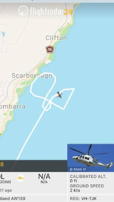 The flight path as the Toll Ambulance Rescue Helicopter responded to a jetski rider in trouble. Picture: Flight Radar