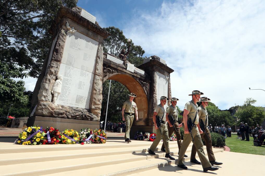 Lest we forget: A Remembrance Day service in Wollongong. Picture: Sylvia Liber