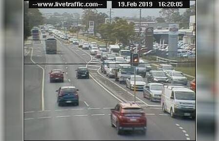 Traffic is banked up on the Princes Highway near Airport Road. Picture: Live Traffic