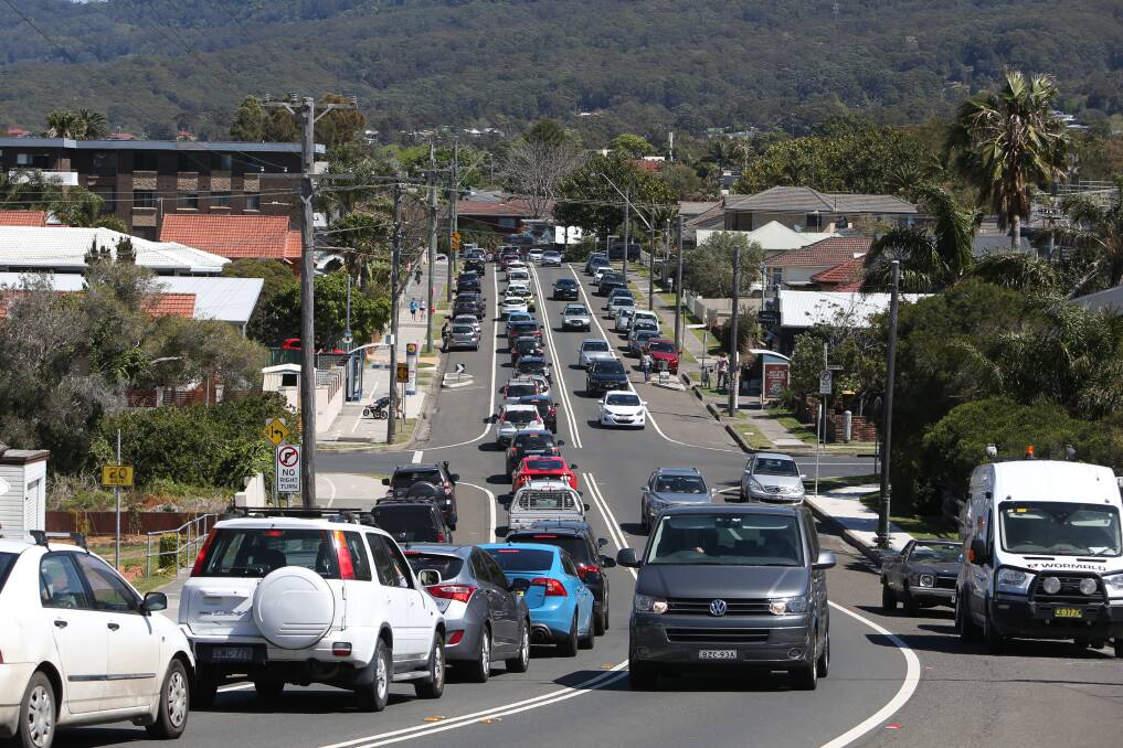 Car park: Lawrence Hargrave Drive in Thirroul was gridlocked on a public holiday in October last year. Picture: Adam McLean