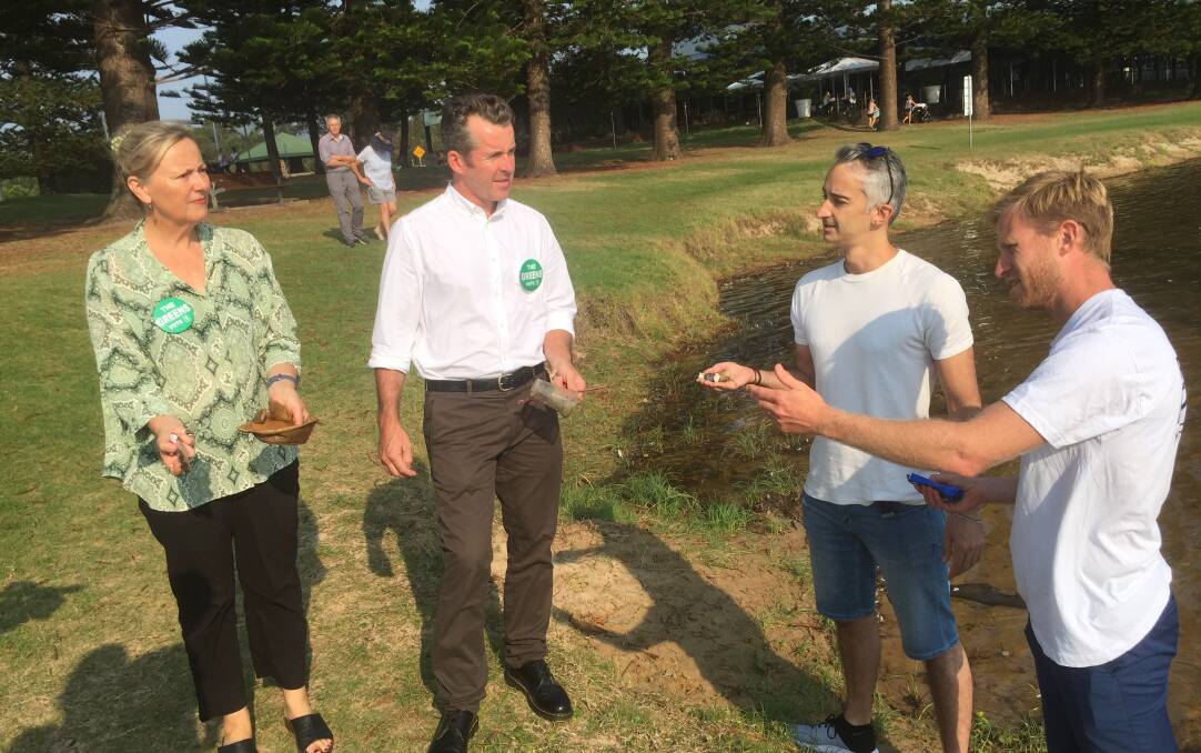 Greens candidates Kaye Osborn, Jamie Dixon, Ben Arcioni and Greens MP Justin Field spruik party's plan to have a plastic free sea. Picture: Supplied