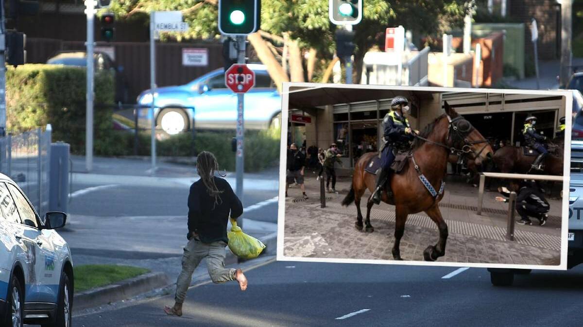 Jonathan Sargent has faced court over allegations he threw horse manure and a pot plant, hitting a mounted police officer and her horse. Sargent (pictured) fled awaiting media outside Wollongong Courthouse upon his release on bail yesterday afternoon.