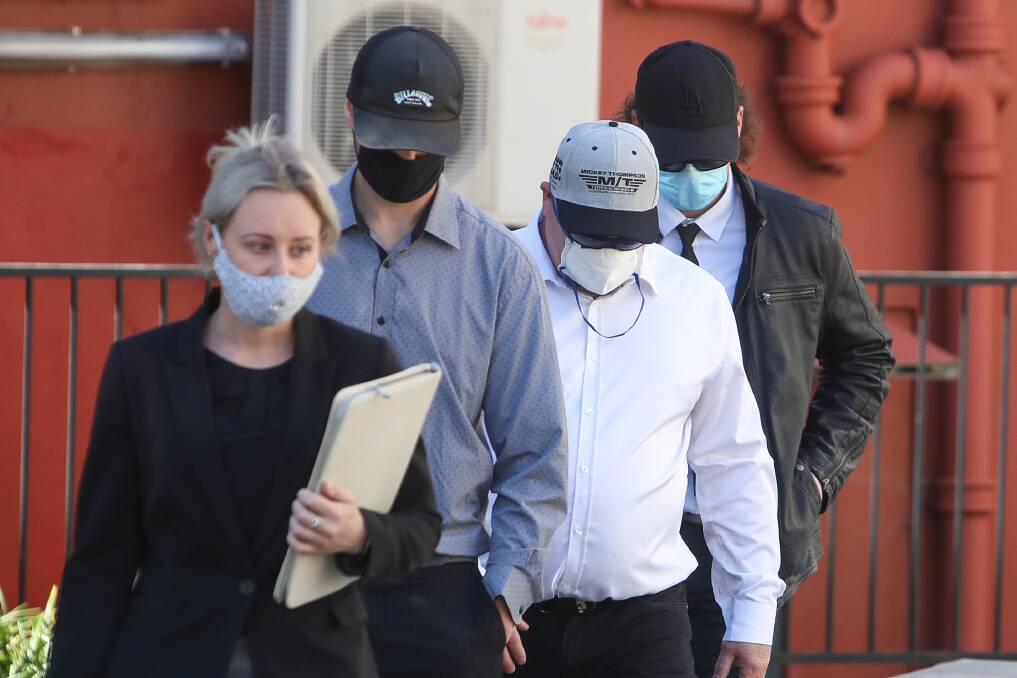 Family affair: Murray, Max and Jarrad Poole, pictured with lawyer Alyce Fisher, were found guilty of intimidating partygoers with fence palings.