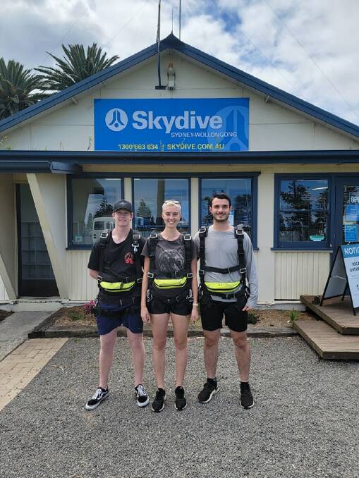 Brooklan Frkovic, his girlfriend and her brother went skydiving on Wednesday. Picture: Supplied