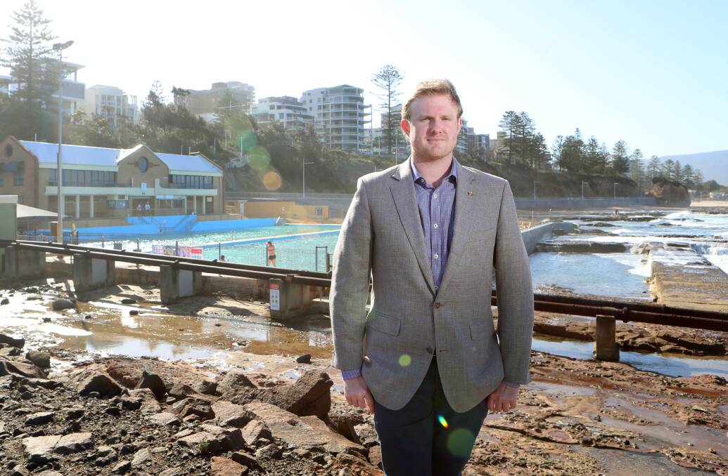 Needed: Wollongong councillor Cameron Walter is pleased a shade sail will be built at Continental Pool in North Wollongong. Picture: Sylvia Liber