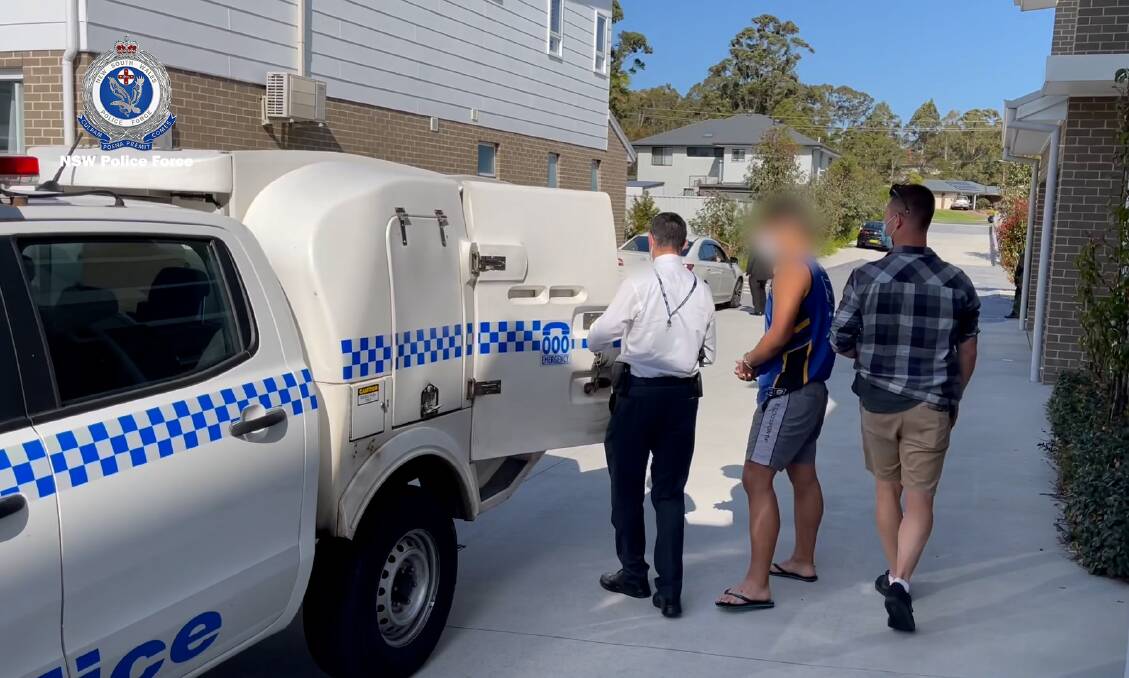 Three alleged Comanchero gang members were arrested on Thursday and charged with serious drug offences. Picture: NSW Police