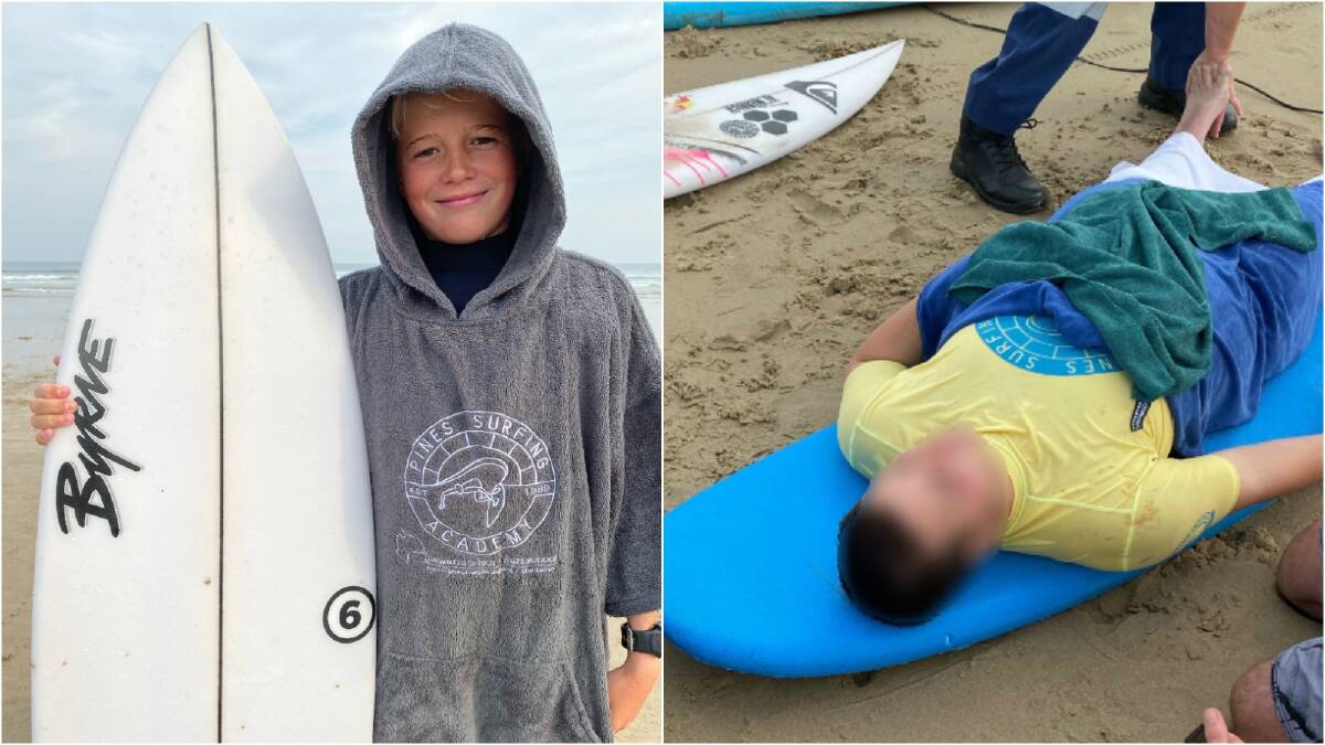 Hero: Twelve-year-old Josh Marsh went to the aid of an older boy who had been hit in the head with a surfboard. He helped the boy get back to shore. Pictures: Supplied
