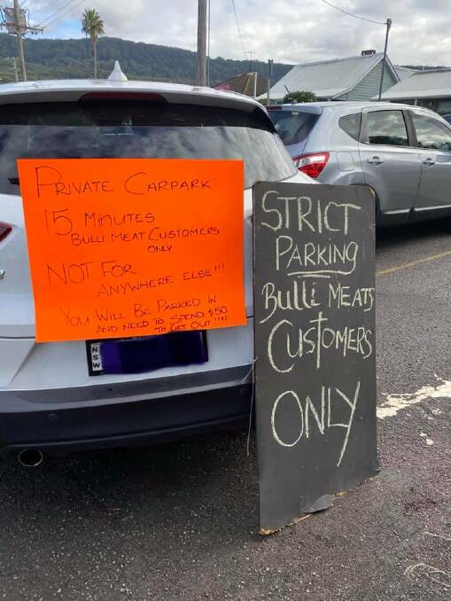 A Bulli butcher shop owner has taken drastic action to prevent non-customers parking in the private car park. Picture: Vanessa Felgate