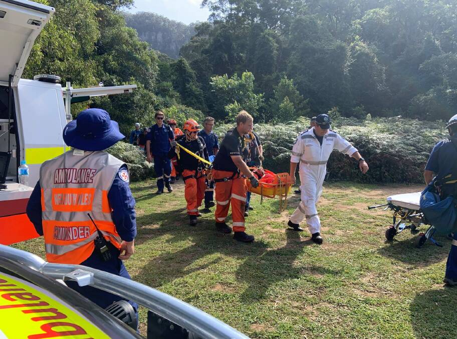 Emergency services were called to rescue an injured canyoner. Picture: NSW SES Kiama Unit