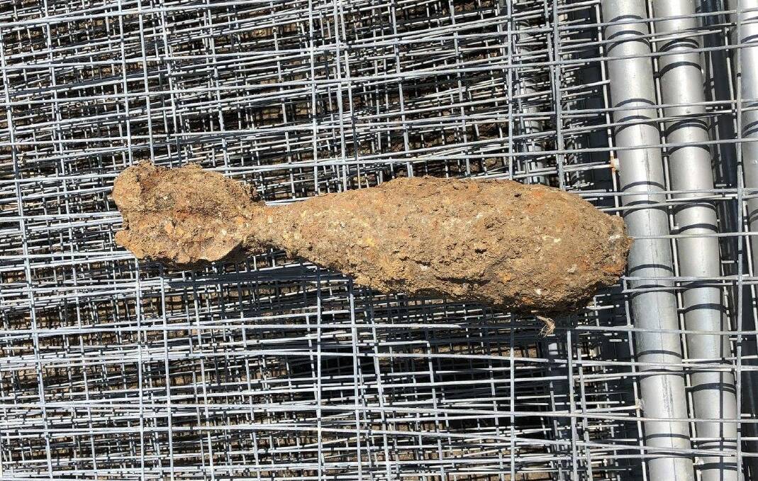 Unexploded ammunition was dug up at the Albion Park Rail bypass on Thursday morning. Picture: NSW Police