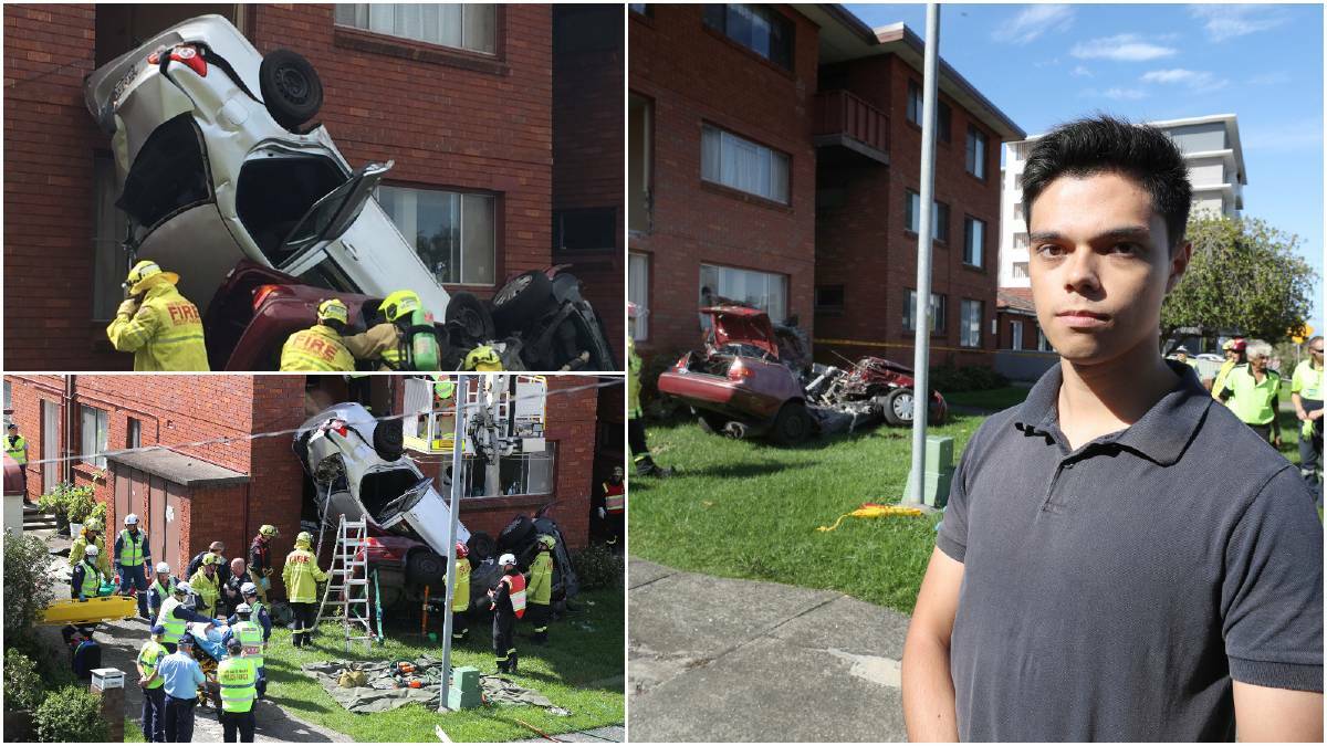 Philipp Mendelson narrowly avoided becoming a casualty of the car that ploughed into his bedroom window. Pictures: Robert Peet