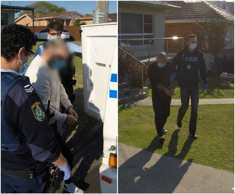 Joint arrest: Father and son Robert and Daniel Bojlevski were arrested at their Primbee home on Friday during a police raid over serious drug supply allegations. Pictures: NSW Police