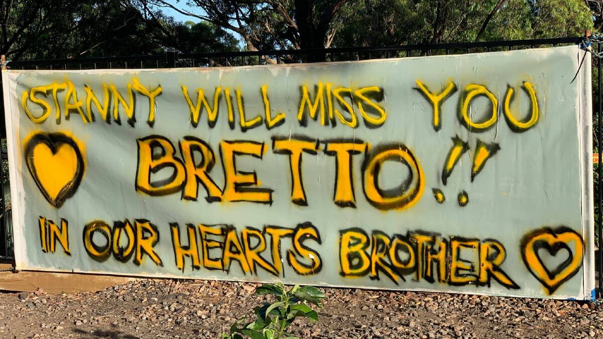 One of the memorials to Brett Harris near the centre of Stanwell Park. Picture: Luke Shanahan.