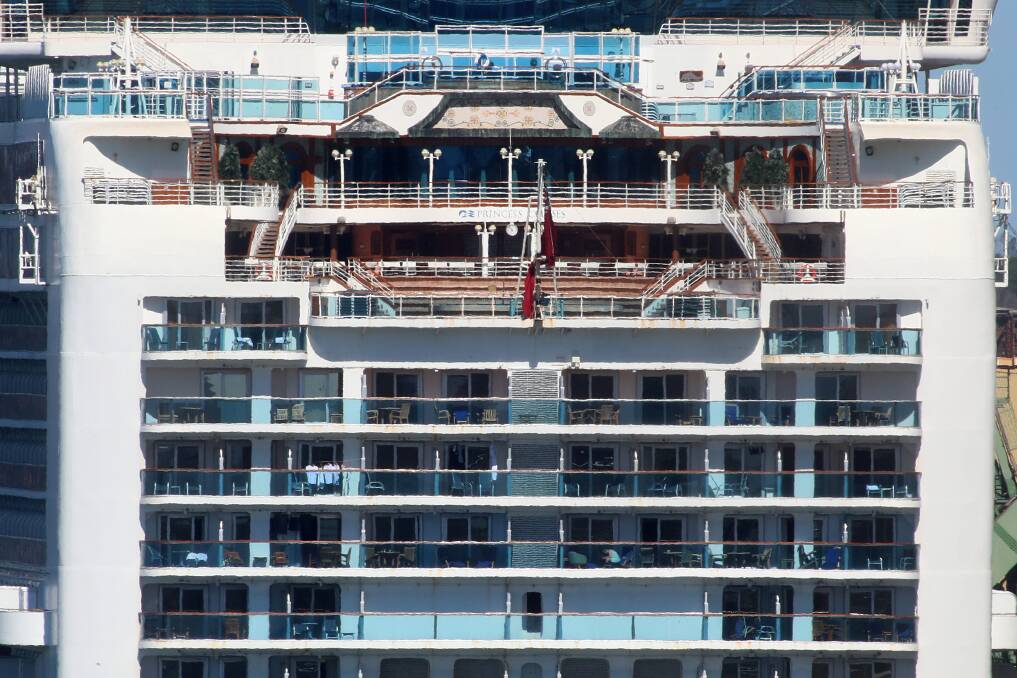 Potential delay: The departure date of the Ruby Princess remains unclear as testing is carried out on all crew members. Picture: Sylvia Liber