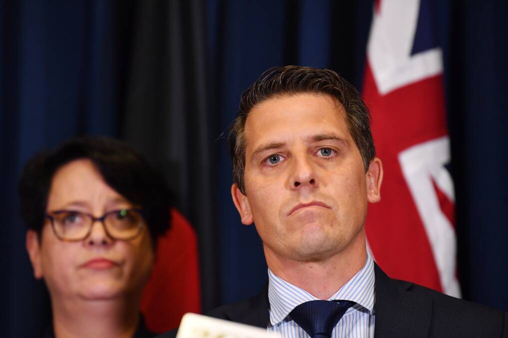 Not happy: Keira MP and opposition treasurer Ryan Park with NSW interim opposition leader Penny Sharpe speak to the media after the NSW Government handed down its budget Picture: AAP Image/Dean Lewins 