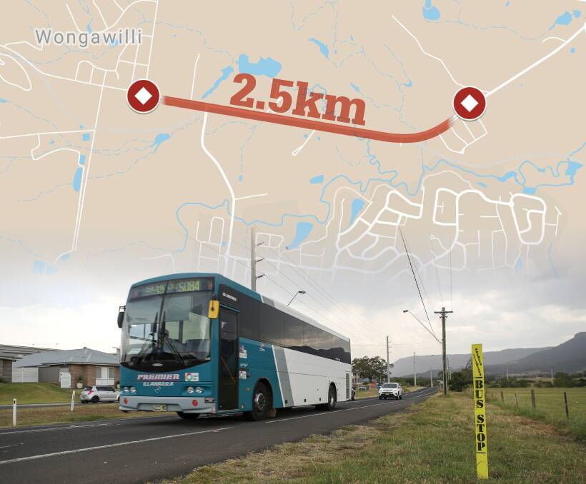 Primary and secondary school children will no longer be able to catch the bus outside Lynden View Estate on West Dapto Road. Instead they will have to walk 2.5kms to the next closest stop.