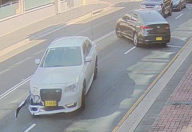 Matthew Ryan allegedly collided with an unmarked police car causing extensive damage. Picture: CCTV supplied