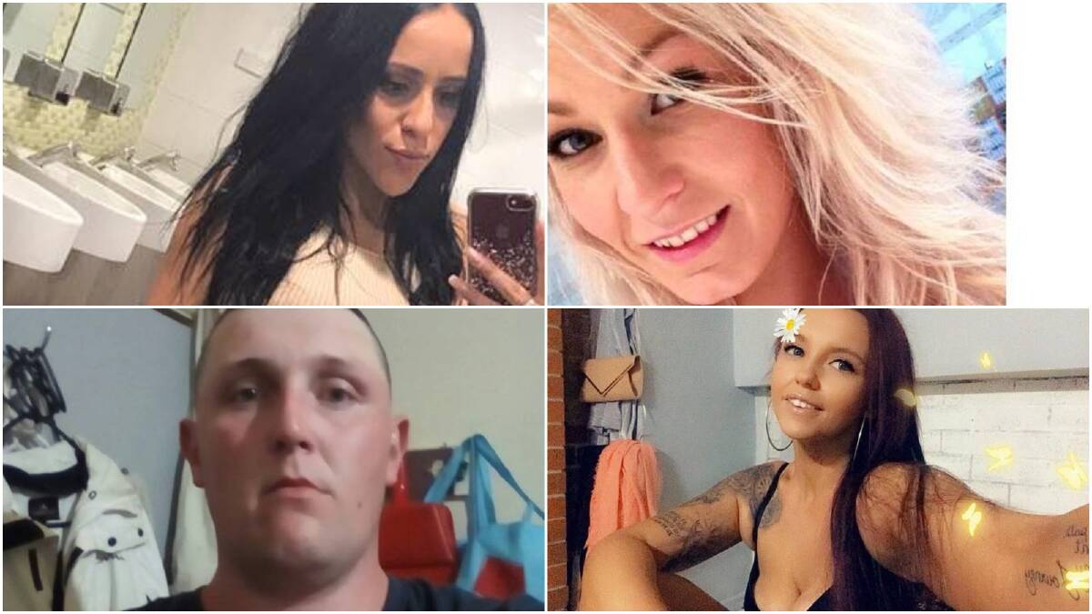 Clockwise from top left: Mariah Shea Powell, Holly Powers, Maddison Maureen Day and Matthew James Ryan plead guilty to hindering the apprehension of Darren Butler.