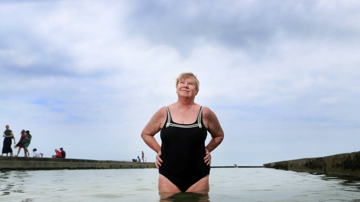 Safe to swim: After years of delays, Austinmer rock pool has been repaired and local swimmer Janet Webster and Appin resident Con Lambrou couldn't be happier. Pictures: Sylvia Liber.