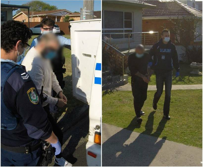 Joint arrest: Father and son Robert and Daniel Bojlevski were arrested at their Primbee home during a police raid over serious drug supply allegations. An alleged drug runner in their network was charged on Wednesday. Pictures: NSW Police