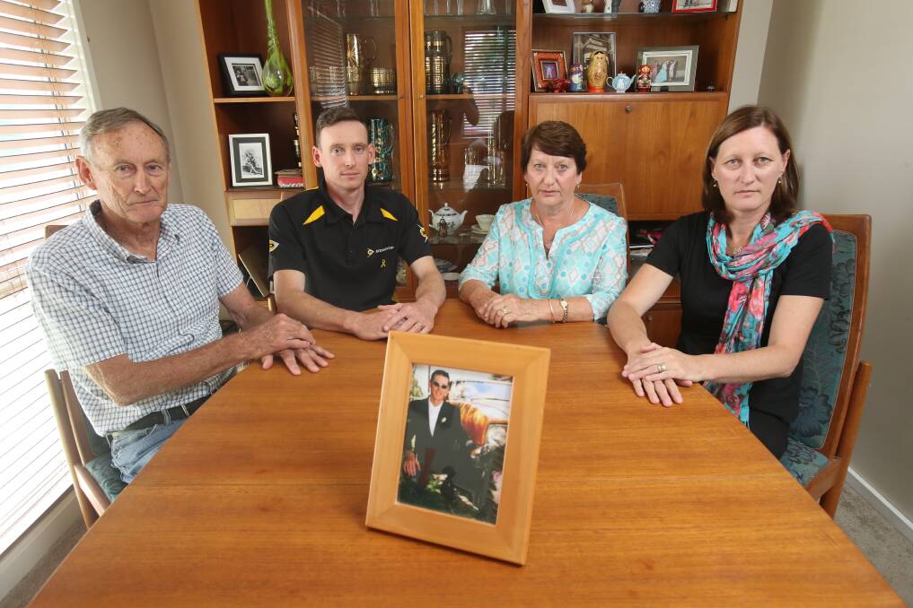 Parents Neil and Beverley Gorman and siblings Mark Gorman and Sharon Heyburgh of Michael Gorman, a truck driver who died in a crash, sat in court to hear a trucking company found guilty and fined. Picture: Adam McLean