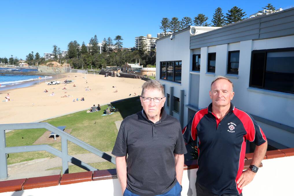 Heritage contraints: Solicitor Mark McDonald and North Wollongong surf club president David Meredith are fighting to renovate the building. Picture: Sylvia Liber