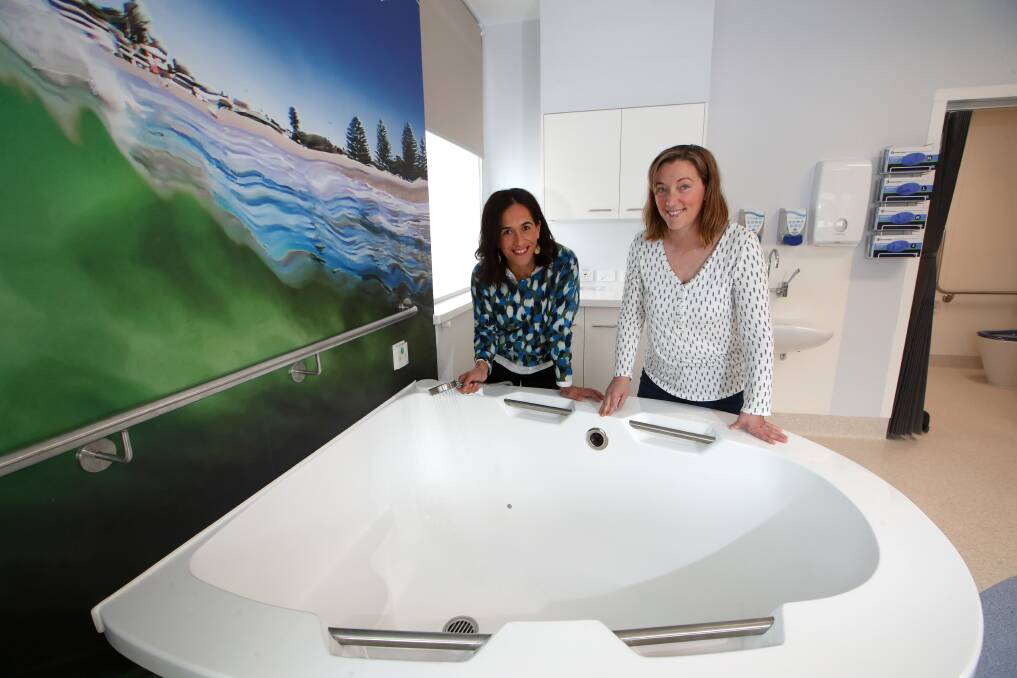 Better Births Illawarra representatives Giselle Coromandel and Amelia Coleman were impressed with the upgrade. Picture: Sylvia Liber