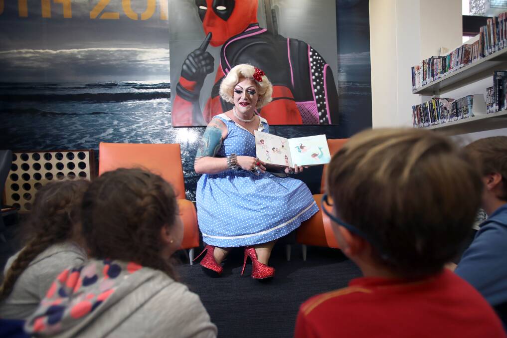 Drag queen Roxee Horror, aka Adam Larkham, will read more stories to children during a free Pride Month event. Picture: Adam McLean