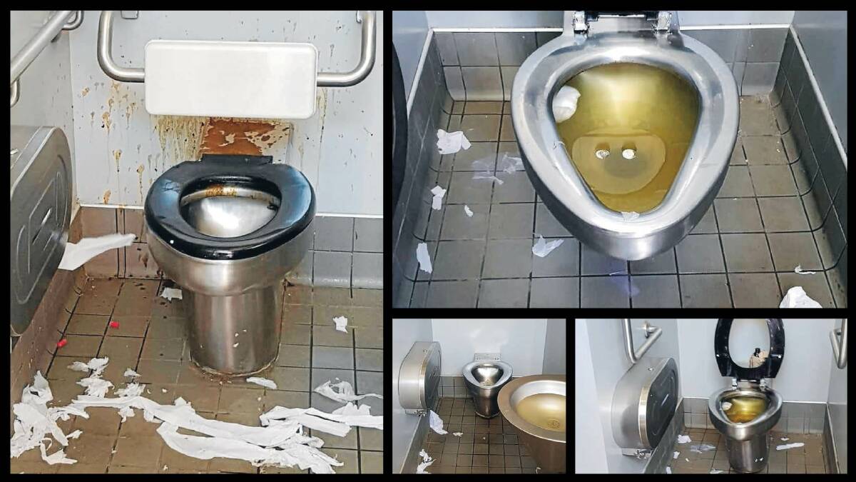 Putrid: The toilets at the Mount Ousley heavy vehicle rest stop had poo on the walls, were blocked and smelt disgusting. Pictures: Julie Brennan