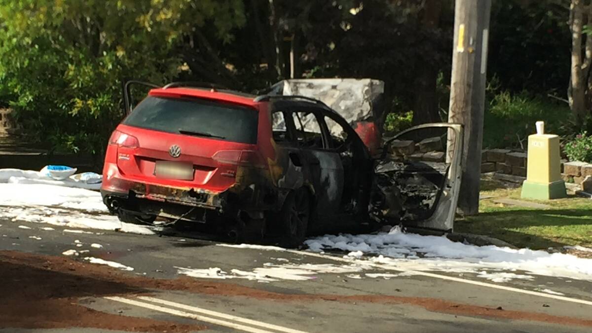 Santos crashed a stolen Volkswagon, which had been painted red, along Daintree Drive, Albion Park seriously injuring his female friend. Picture: Brendan Crabb
