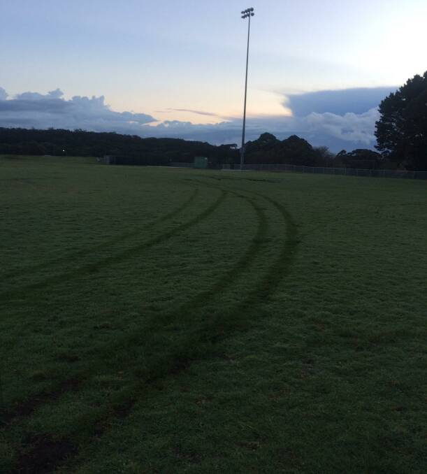 There are large 4WD tyre marks through Rex Jackson oval in Helensburgh. Pictures: Helensburgh Thistles Soccer Club