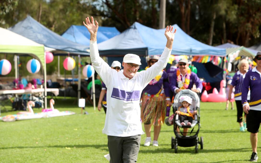Michael Grayling walked in his 653rd Relay for Life event at Shellharbour. Picture: Sylvia Liber