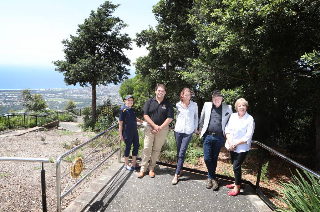 Fun day: Rotary Club of Wollongong's Dot Hennessy, Aboriginal Land Council CEO Paul Knight, Botanic Garden curator Karen Holmes, Lord Mayor Gordon Bradbery and Rotary district governor Sue Hayward. Picture: Sylvia Liber