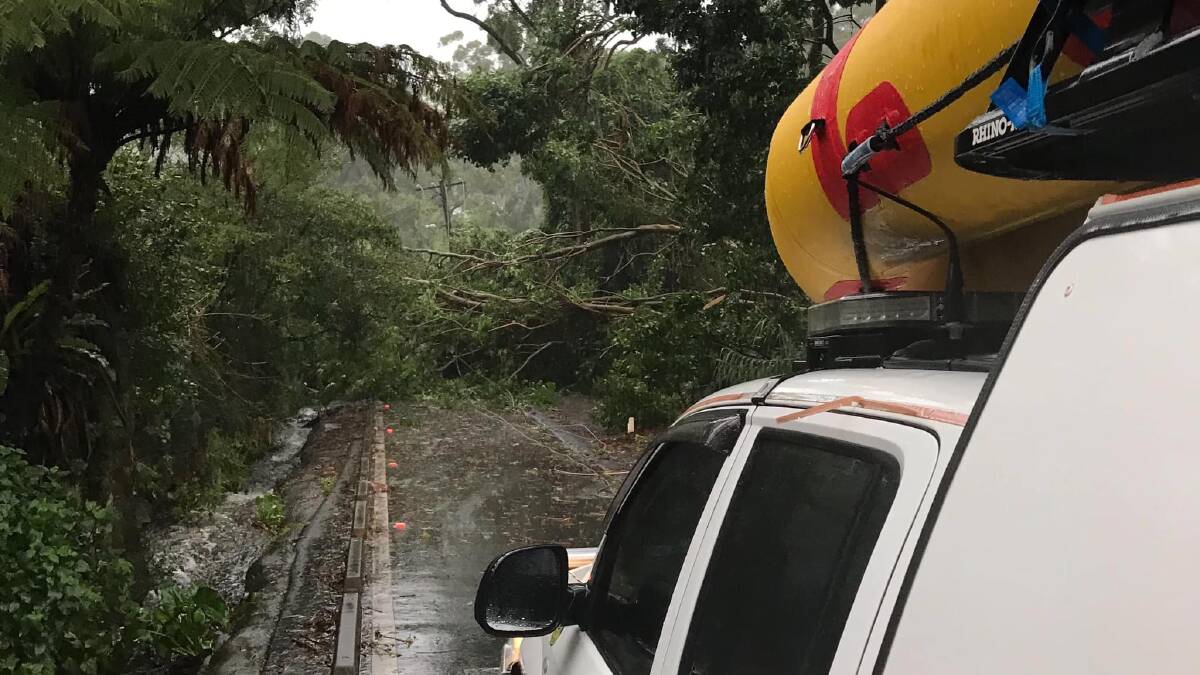 Wollongong City SES Unit has attended more than 200 requests for storm-related assistance in the past few days. Picture: NSW SES Wollongong City Unit Facebook page