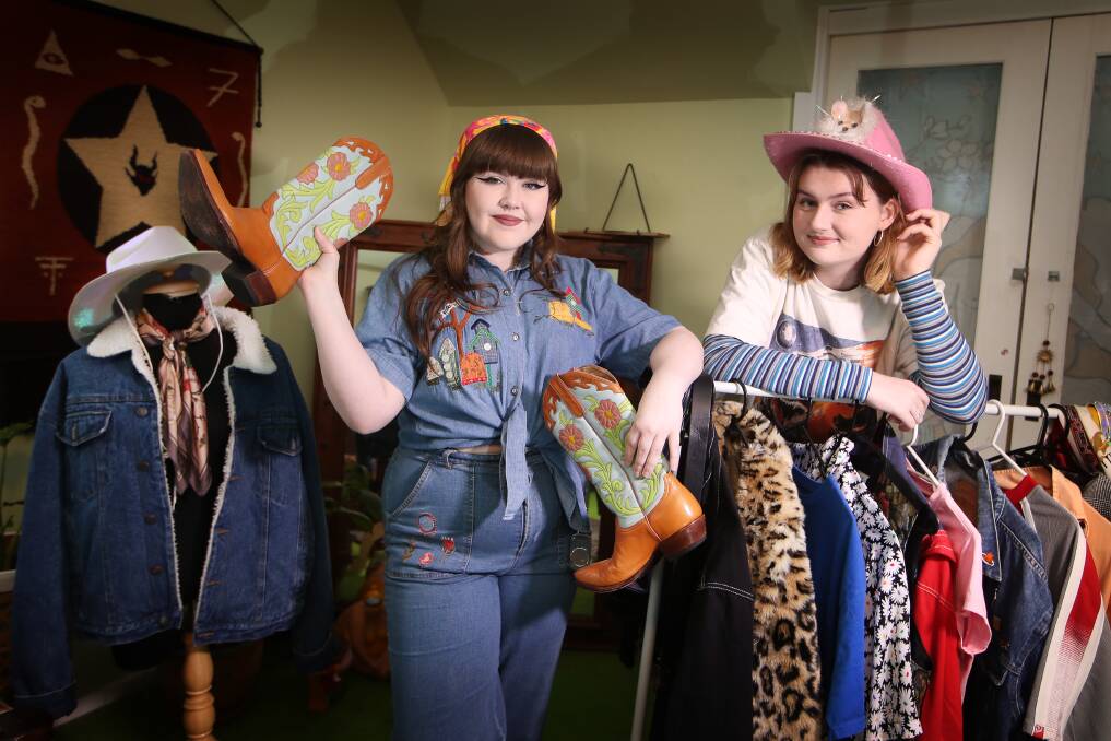 Entrepreneurs: Ruby Apps and Charlotte Power have started a small sustainable business where they will resell donated clothing. Picture: Sylvia Liber
