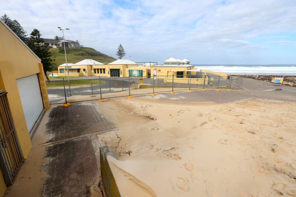 Sand was deposited in front of Port Kembla Surf Life Saving Club. Picture: Sylvia Liber